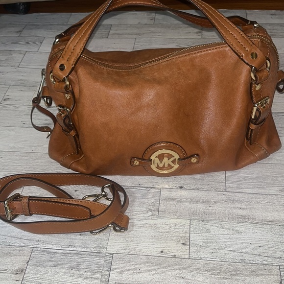 Michael Kors brown leather satchel crossbody bag - Picture 2 of 12